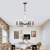 Retro white and Rust Color Chandelier With Light Fixture 6 Light (E12 NO include Bulb) Pendant Light Fixtures for Dining Room, Lobby, Kitchen, Bedroo