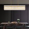 Modern Rectangular Crystal Glass Chandelier, 10-Lights Glod Chandelier Lighting Contemporary Pendant Ceiling Light Fixture for Dining Room Living Roo