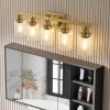 31" Golden 5-Light Vanity Light with Clear Glass Shades, Modern Iron Metal Bathroom Wall Fixture for Mirror, Ideal for Bathroom and Dressing Table (N