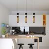 Modern Black Wrought Iron Pendant Light (for Kitchen Island), Adjustable Cord Pendant Fixture, Hanging Lighting Over Kitchen Island
