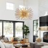 29" Mid-Century Modern 12-Light Starburst Chandelier â€“ Gold Sputnik Pendant Light Fixture for Living Room, Dining Room, or Foyer (Bulb Not Included)