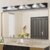 45" Modern Black 7-Light LED Vanity Light, Square Acrylic Lampshades Wall Mount Fixture for Bathroom, Mirror Lighting