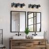 3 Light Bathroom Vanity Light, Matte Black Bathroom Light Fixtures with Clear Glass Shade, Vanity Light Fixtures Over Mirror for Bedroom Living Room(