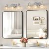 Brushed Nickel Finish Vintage Crystal Vanity Light - Elegant 3-Light Bathroom Mirror Fixture with Clear Glass Shades