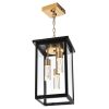 5CCT LED Large Outdoor Pendant Light Fixtures, LED Integrated Bulbs Included 3-Light Black and Brass Outdoor Hanging Lantern Light, Exterior Pendant