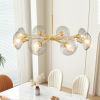 Modern Gold 8-Light Sputnik Chandelier with Clear Glass Shades, Mid-Century Hanging Pendant Light Fixture for Dining Room, Living Room, or Kitchen (B