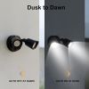 LED Flood Lights Outdoor, 16W 1900LM, IP65 Waterproof Dusk to Dawn Dual Head Security Lights, Exterior Wall Light for House, Patio, Garage, Yard-Blac