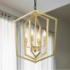 4-Light Farmhouse Kitchen Chandeliers, Vintage Cage Light Fixture Adjustable Height Chandeliers for Dining Room Hallway Foyer Entryway(E12 Bulbs Not