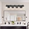 5-Light Bathroom Vanity Light Bathroom Light Fixtures Over Mirror, 31" Black Vanity Lights with Glass Shade, Modern Wall Sconce for Cabinet Porch Bed