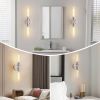 Wall Sconces Set of Two, Hardwired Brushed Nickel Bathroom Sconces Wall Lighting with Clear Glass, Modern Sconces Wall Decor Set of 2 Wall Light fixt