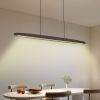 51-inch Streamline Wooden LED Pendant Light with Remote Control, Adjustable Hanging Light for Dining Room, Kitchen