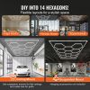 Hexagon Garage Lights, 86400LM, 6500K 14 Grid Systems Honeycomb Hexagonal Garage LED Lights, DIY Cool White Car Detailing Garage Ceiling Lighting Bri