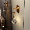 Brass Wall Sconce, Modern Raindrop Glass Shade, Dimmable LED E12 Bulb, Fits Bathroom, Vanity, Living Room, Brass, 1 Pack