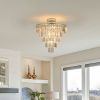 Large crystal chandelier in white chrome color, modern style chandelier, dining room, living room, bedroom (Without Bulb)