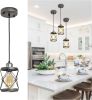 Industrial Pendant Lighting for Kitchen Island, Rustic Mini Cage Pendant Light, Farmhouse Pendant Lamp with Silver Grey Adjustable for Dining Room, H