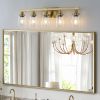 31" Golden 5-Light Vanity Light with Clear Glass Shades, Modern Iron Metal Bathroom Wall Fixture for Mirror, Ideal for Bathroom and Dressing Table (N