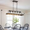 34-Inch Black Gold Vintage Pendant Light, 5 E26 Bulb Sockets, Adjustable Chain Height – Antique Style Chandelier for Dining Room, Kitchen, or Living
