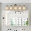 31" Modern 5-Light Vanity Wall Sconce, Brushed Nickel Finish with Frosted Glass Shades for Bathroom or Hallway Lighting (No Bulbs)