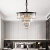 (Same as W1340P188542/L5007-600-B) 24" Contemporary Crystal Modern Chandeliers Crystal Ceiling Chandelier 4 Tier Black Chandelier Lighting for Dining