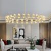 48 Inch Gold Wagon Wheel Chandelier with Crystal Shade, 48 Lights, Modern Farmhouse Style, Ideal for Dining Room, Kitchen, Entryways