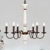 Retro white and Rust Color Chandelier With Light Fixture 6 Light (E12 NO include Bulb) Pendant Light Fixtures for Dining Room, Lobby, Kitchen, Bedroo