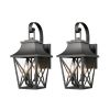 Black Outdoor Wall Lantern 2-Light, Large Outside Modern Wall Sconce Light Fixture, Industrial Porch Light Wall Mount with Glass, Waterproof Farmhous