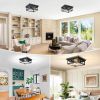 2-Light Industrial Square Flush Mount Ceiling Light, Farmhouse Ceiling Light Fixture for Kitchen, Modern Black Close to Ceiling Light for Hallway Bed