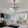 p20" Modern Crystal Chandelier with Black Finish, 4-Tier Design for Dining Room or Living Room, Elegant Crystal Pendant Light Fixture (Bulb Not Includ