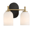 Vortex Two Lights Vanity in Traditional Style for Over Bathroom Mirror Wall Sconce 12.25"W × 10.125"H × 5.5"E With White Frosted Glass
