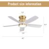 42 Inch Flush Mount Ceiling Fans with LED Light 22W and Remote Control 5 ABS Fan Blades for Indoor