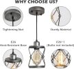 Industrial Pendant Lighting for Kitchen Island, Rustic Mini Cage Pendant Light, Farmhouse Pendant Lamp with Silver Grey Adjustable for Dining Room, H