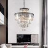 (Same as W1340P188535/L5002-600-B) 24" Luxury Crystal Chandelier with Black Finish – Elegant 15-Light 5 Tier Pendant Light Fixture for Living Room, D
