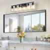 37" Modern 6-Light Bathroom Vanity Light Fixture - Black Finish with Clear Glass Shades, Perfect for Bathroom, Vanity, and Dressing Area Lighting (No