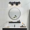 3 Light Bathroom Vanity Light, Matte Black Bathroom Light Fixtures with Clear Glass Shade, Vanity Light Fixtures Over Mirror for Bedroom Living Room(