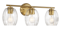 Luster Three Lights Vanity With Clear Glass for Bathrooms above Mirror Wall Lamp - Satin Brass