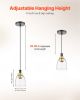 VEVOR 1-Light Pendant Light, 2 Pack, Kitchen Island Lights with Clear Glass Shade & Hanging Cord, Black and Gold Finish, Adjustable Height, Pendant L