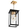 5CCT LED Large Outdoor Pendant Light Fixtures, LED Integrated Bulbs Included 3-Light Black and Brass Outdoor Hanging Lantern Light, Exterior Pendant