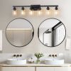 37" Modern 6-Light Bathroom Vanity Light Fixture - Black Finish with Clear Glass Shades, Perfect for Bathroom, Vanity, and Dressing Area Lighting (No