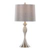 Ashland 27" Contemporary Metal Table Lamp in Brushed Nickel with Grey Textured Linen Shade from Grandview Gallery by - Set of 2