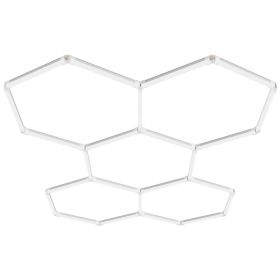 Hexagon Garage Lights, 26400LM, 6500K 5 Grid Systems Honeycomb Hexagonal Garage LED Lights, DIY Cool White Car Detailing Garage Ceiling Lighting Brig