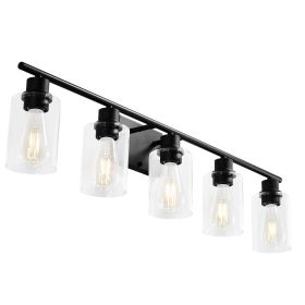 VEVOR 5-Light Bathroom Vanity Lights, 37.1-Inch, Modern Light Fixtures Above Mirror with Clear Glass Shade, 60W, Wall Lighting for Living Room, Bedro