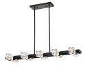Rectangle Chandelier for Dining Room, 8-Light Black Farmhouse Linear Pendant Light Fixture, Modern Crystal Hanging Lighting Chandelier for Lobby, Kit