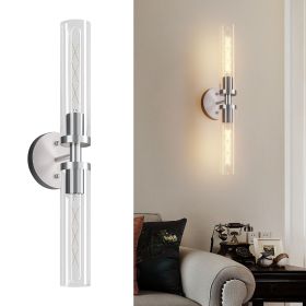 Wall Sconces Set of Two, Hardwired Brushed Nickel Bathroom Sconces Wall Lighting with Clear Glass, Modern Sconces Wall Decor Set of 2 Wall Light fixt