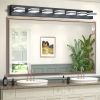 45" Modern Black 7-Light LED Vanity Light, Square Acrylic Lampshades Wall Mount Fixture for Bathroom, Mirror Lighting