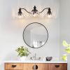 24 Inch 3-Light Vintage Bathroom Wall Sconce – Elegant Black Metal and Glass Lampshade Vanity Light Fixture for Bathroom, Hallway, or Bedroom (Bulb N