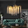 24-inch Modern Golden Pendant Light with Cascading Crystal Strands, Ideal for Living Room, Dining Room and Foyer, High-End Decorative Lighting Fixtur