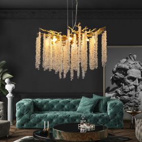 24-inch Modern Golden Pendant Light with Cascading Crystal Strands, Ideal for Living Room, Dining Room and Foyer, High-End Decorative Lighting Fixtur