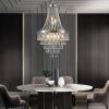 20" Chrome Crystal Chandelier with Adjustable Height, Modern Ceiling Light Fixture for Living Room, Dining Room, Staircase, 11-Light E12 Bulb Base (N