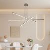 48" Modern LED Chandelier - Geometric 3-Arm Design, Adjustable Hanging, Sleek Metal Finish for Dining Room, Living Room & Office