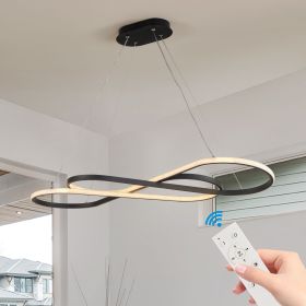 39" Modern LED Pendant Light, Infinity Design Hanging Ceiling Fixture, Adjustable Height, Dimmable for Living Room, Dining Room, Bedroom, Black Finis